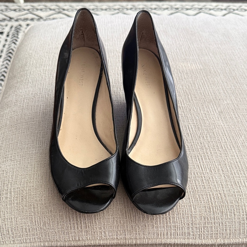 Nine West Classic Black Peep Toe Heels